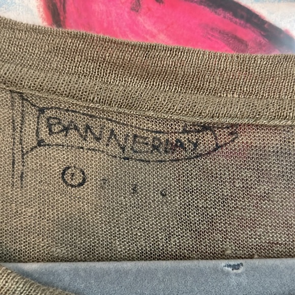 Banner Day 100% Linen Top in Olive Green Band Day - Picture 3 of 8